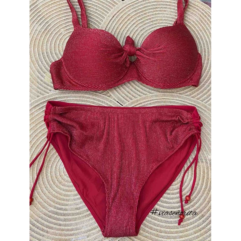 PLUS SIZE Lurex μπικίνι μπορντό με γκλιτερ (No 52- No60)