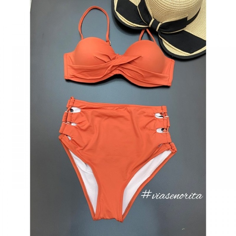 Πορτοκαλί μπικίνι με ρυθμιζόμενες τιράντες & ενίσχυση (πάνω μέρος)