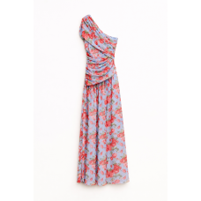 Lumina Floral Maxi Φόρεμα One Shoulder – Γαλάζιο