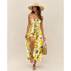 Σεμιζιέ Φόρεμα Lemon Breeze με Print Λεμόνια