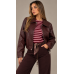Bordeaux Leather Bomber Jacket