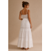 Boho Maxi Φούστα Δαντέλα με Κέντημα & Φόδρα – Λευκή