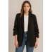 Oversized Black Blazer με Σουρωτά Μανίκια & Φόδρα