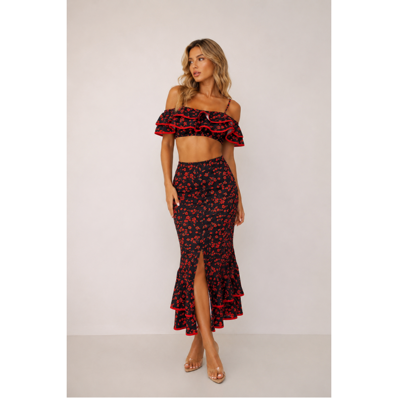 Scarlet Bloom Maxi Set