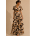 Σετ  Floral με Maxi Φούστα & Χρυσοκλωστή 