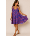 Boho Art Silk Mini Φόρεμα με Ρυθμιζόμενες Τιράντες & Φουντάκια –