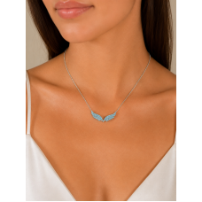 Angel Wings Necklace Silver Blue