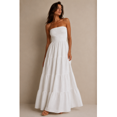 Maxi Strapless Φόρεμα με Σφηκοφωλιά 