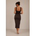 Strapless Φόρεμα με Διακοσμητική Αγκράφα & Φουλάρι 