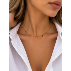 Emerald Drops – Ατσάλινο Κολιέ με Πράσινες Πέτρες (διαθέσιμο και σε ασημί)