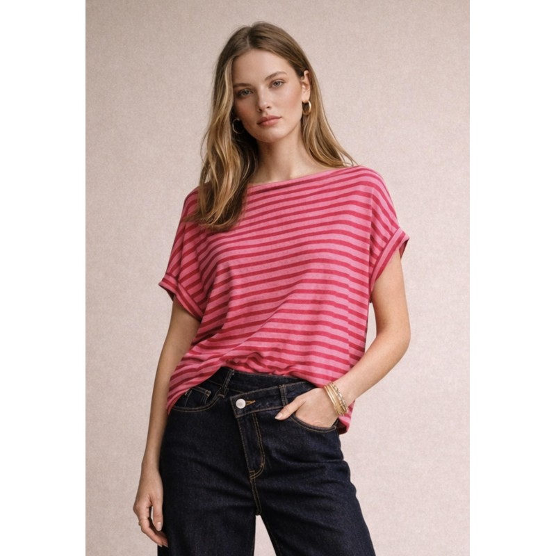 Striped Oversized Tee – One Size