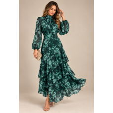  Shimmer Floral Maxi Φόρεμα με Ασημοκλωστή