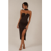 Strapless Φόρεμα με Διακοσμητική Αγκράφα & Φουλάρι 