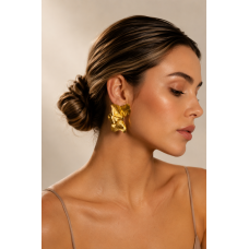 Flora Gold Statement Earrings – Ατσάλινα Σκουλαρίκια σε Χρυσό