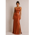 Aurora Copper One Shoulder Maxi Dress