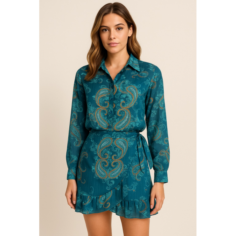Σετ “Paisley Chic” – Πουκάμισο & Φούστα Wrap