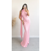 Maxi Satin Dress with Scarf Neck Detail