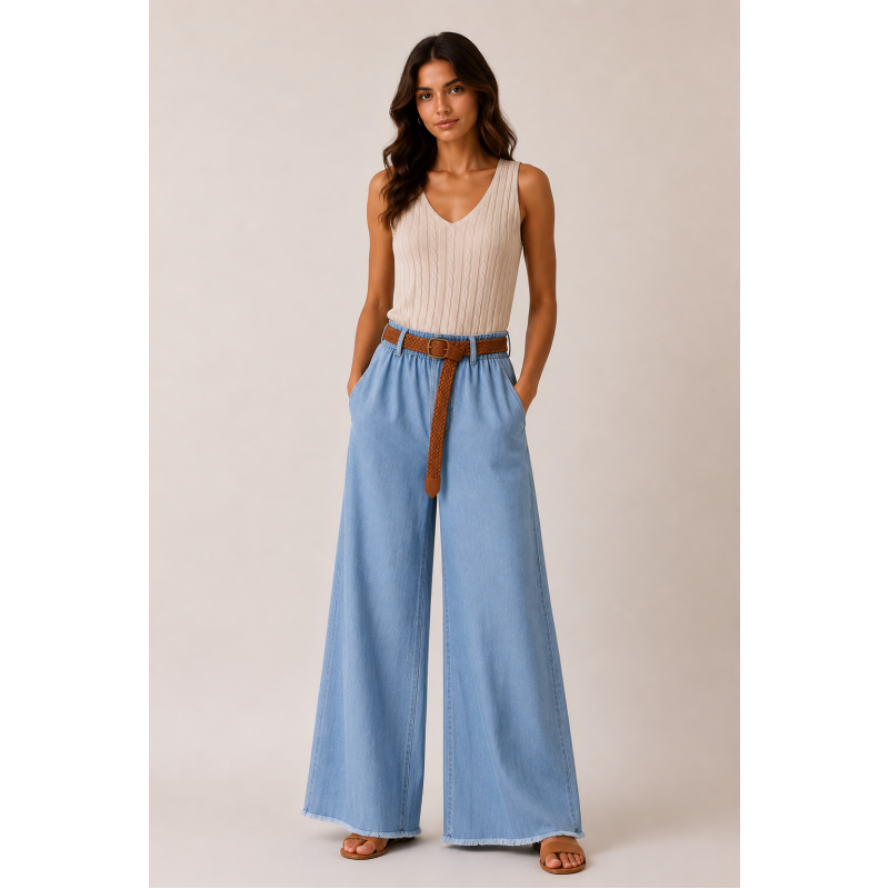 Τζιν Παντελόνα Denim με Ζώνη One Size