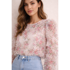 Romantic Bloom Tulle Blouse