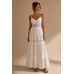 Boho Maxi Φούστα Δαντέλα με Κέντημα & Φόδρα – Λευκή