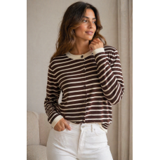 Γυναικεία Ριγέ Ζακέτα Casual Chic