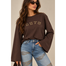 Lumina Γυναικεία Βαμβακερή Μπλούζα OOTD με Βάτες & Φαρδιά Μανίκια
