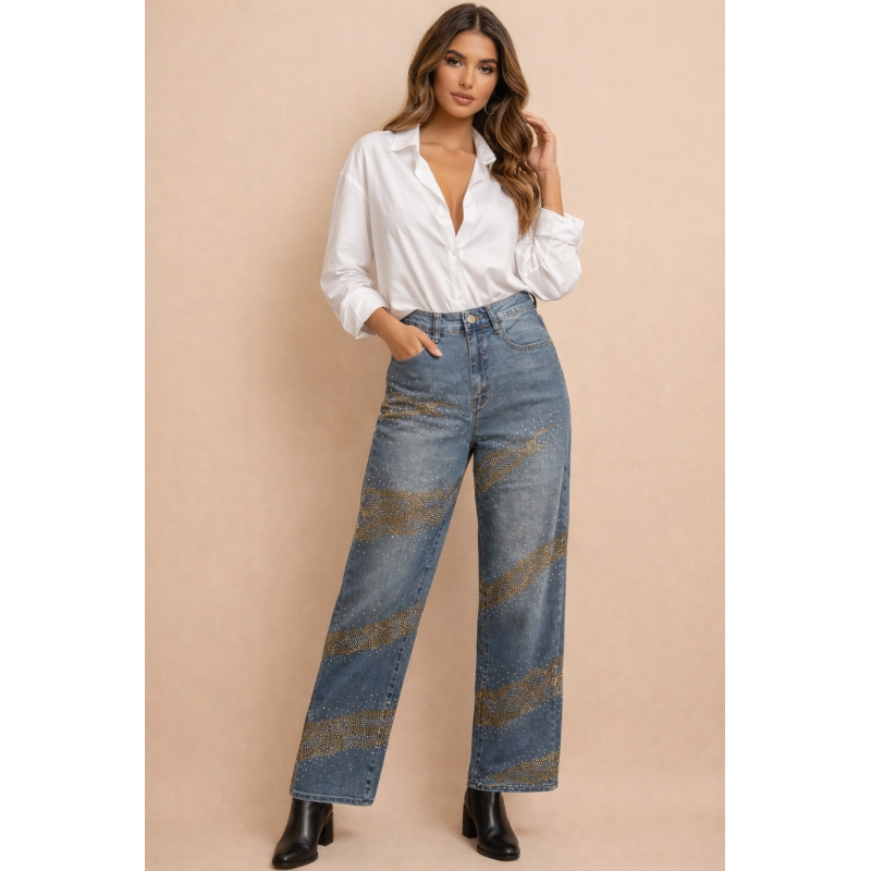 Luxe Wave Rhinestone Jeans