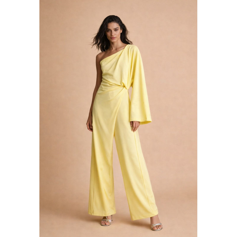 LUMINA One Shoulder Draped Jumpsuit