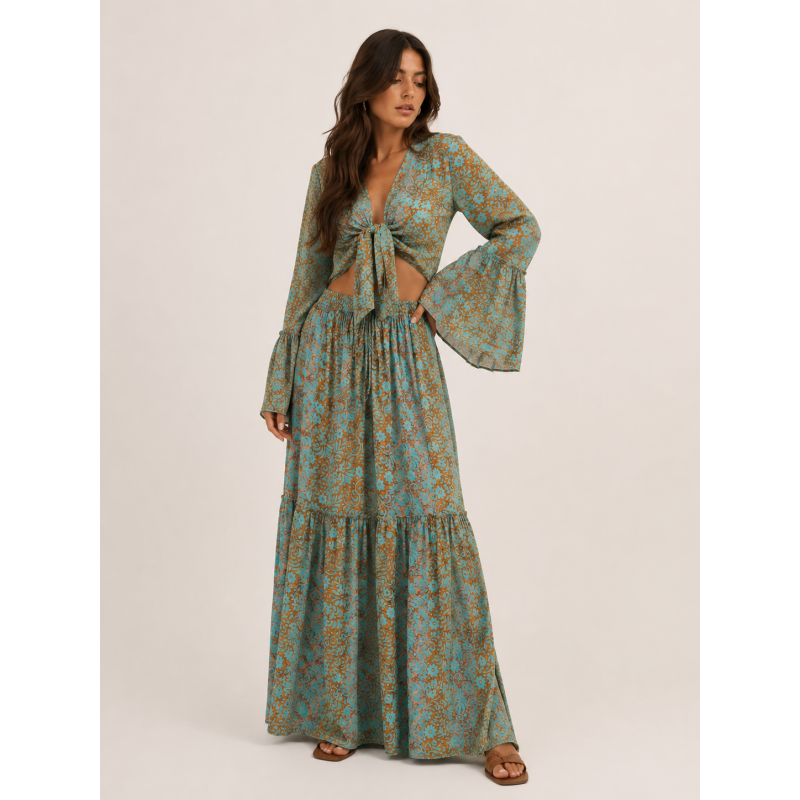 Boho Silk Set Γυναικείο – Maxi Φούστα & Τοπ 