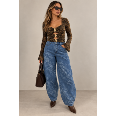 Blue Blossom Balloon Jeans