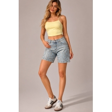 Glow Leopard Denim Bermuda Shorts