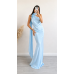 Maxi Satin Dress with Scarf Neck Detail