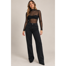 SOFT MOVE Wide Leg Jeans – Μαύρο Ψηλόμεσο Τζιν