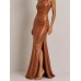 Aurora Copper One Shoulder Maxi Dress