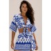 Boho Crop Top Santorini – Μπλε & Μπεζ