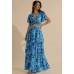 Σετ  Floral με Maxi Φούστα & Χρυσοκλωστή 