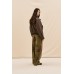 Lumina Olive Romance Floral Denim Παντελόνι – Wide Leg (Χακί)