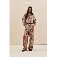 Lumina Rose Print Denim Wide Leg Παντελόνι