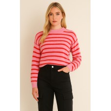 “Candy Stripes” – Ριγέ Πουλόβερ Ροζ-Κόκκινο