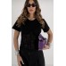 T-shirt με δαντέλα τύπου corset – Λευκό & Μαύρο
