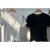 T-shirt με δαντέλα τύπου corset – Λευκό & Μαύρο