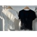 T-shirt με δαντέλα τύπου corset – Λευκό & Μαύρο