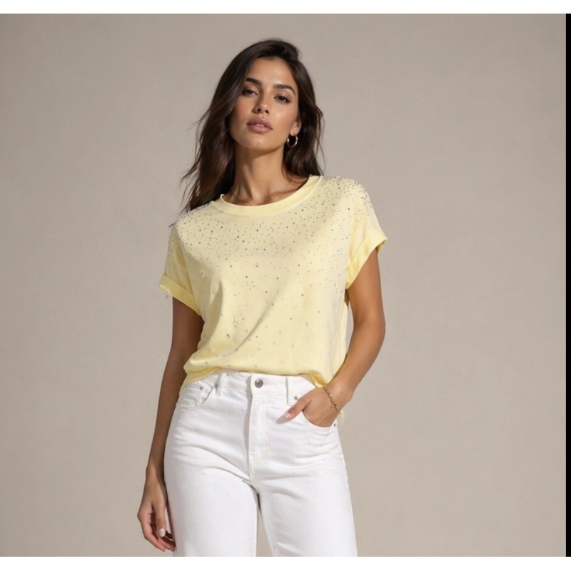 Sparkle Pastel T-Shirt με Στρας 
