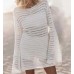 Λευκό Πλεκτό Beachwear Φόρεμα με Ανοιχτή Πλάτη