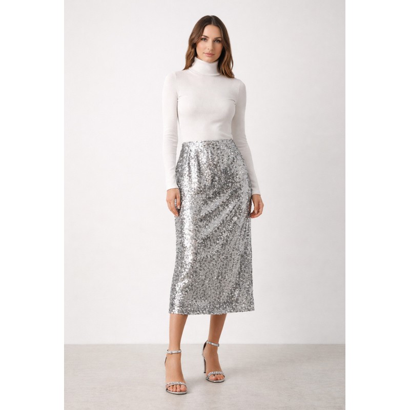 Midnight Glow – Midi Φούστα Παγιέτα με Φόδρα