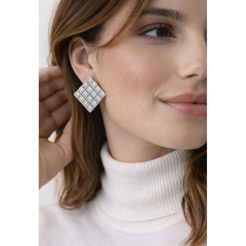 Diamond Luxe Ρόμβος Σκουλαρίκια