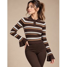 Bella Striped Knit – Ριγέ Πλεκτή Μπλούζα με Καμπάνα Μανίκια