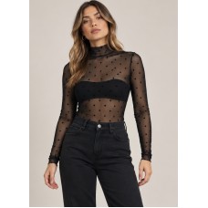 DOTTIE Sheer Mesh Top – Μπλούζα Διαφάνεια με Πουά