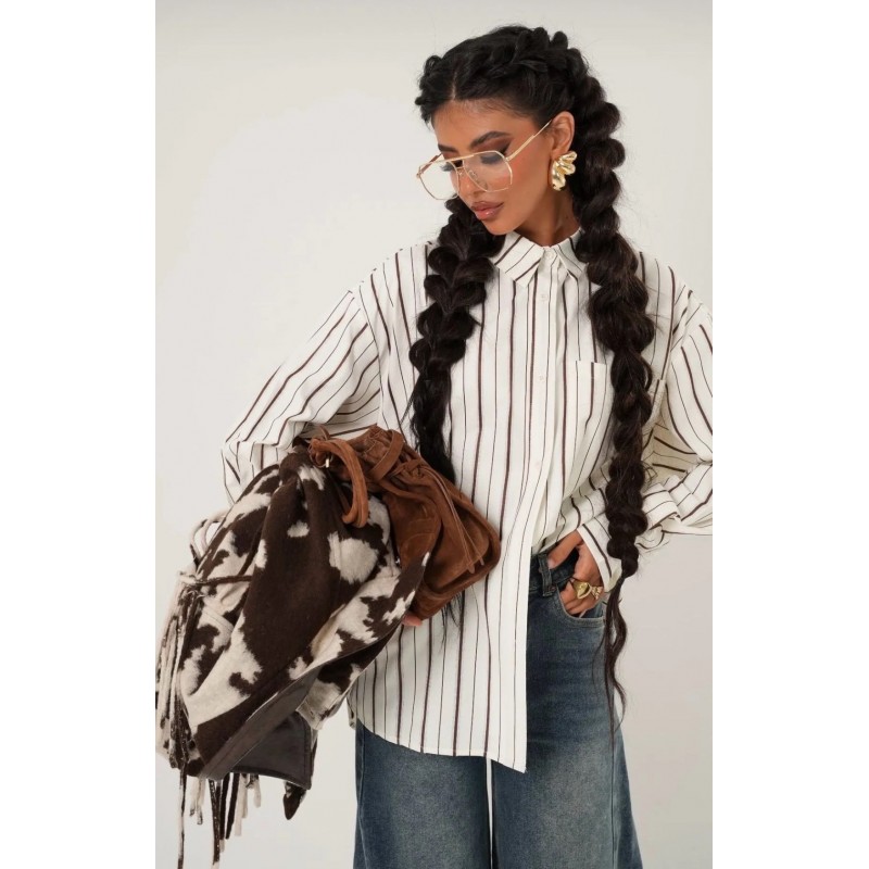 Ivory Mocha Stripe Shirt