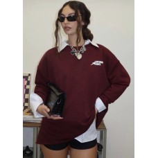 Burgundy Catching Lights Oversized Sweatshirt 